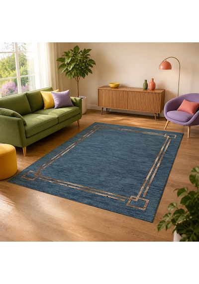 Kartela Halı Seno Halı Kaymaz Taban Makinede Yıkanabilir Halı Mavi - 60 X 90 Cm