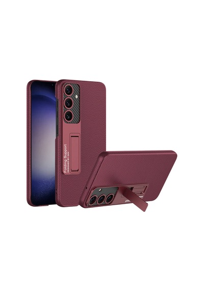 Galaxy Uyumlu S24 Kılıf Pazarplus Kıpta Standlı Kılıf Mürdüm