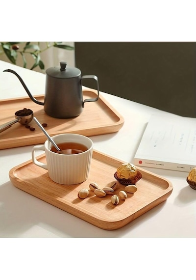 2 Adet Bambu Dikdörtgen Servis Tabağı, Sunum Seti 30x20 Cm Bambu 30 X 20