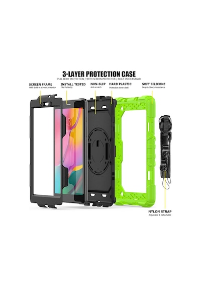 Galaxy Uyumlu T290 Tab A 8 Kılıf Pars Tablet Kapak -  Yeşil Diğer