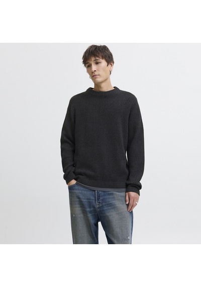 Jack & Jones Erkek Regular Fit Bisiklet Yaka Triko Kazak - Dover - 12278816 Siyah