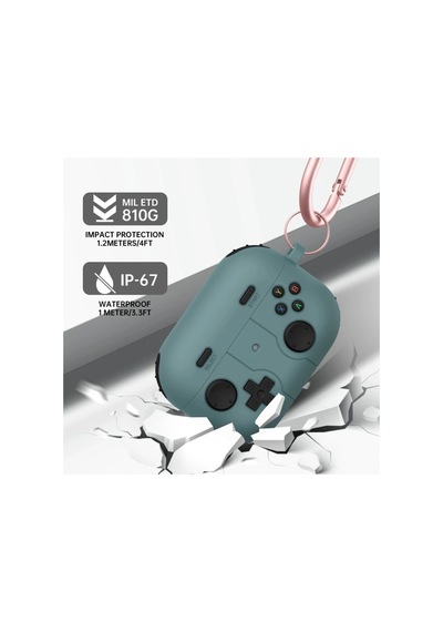 Caseonn Apple Airpods Uyumlu 5 Kılıf Retro Gamepad Gri