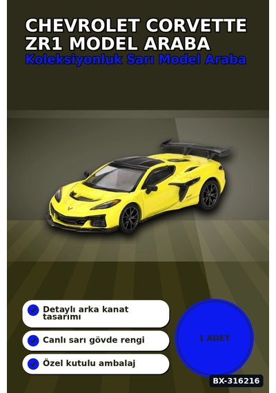 Chevrolet Corvette Zr1 Model Araba 1/64 Ölçek Oyuncak Aracı Bx-316216