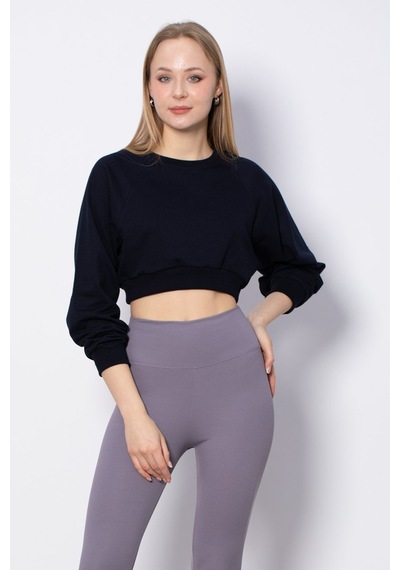 Barrels And Oil Bisiklet Yaka Kısa Sweatshirt - Lacivert-Lacivert