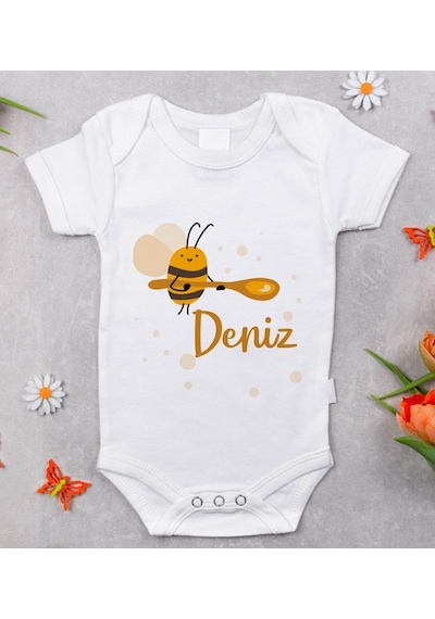 Bitmeyenkartus Bk Kids Isimli Bebek Body Zıbın - Model 35 Beyaz