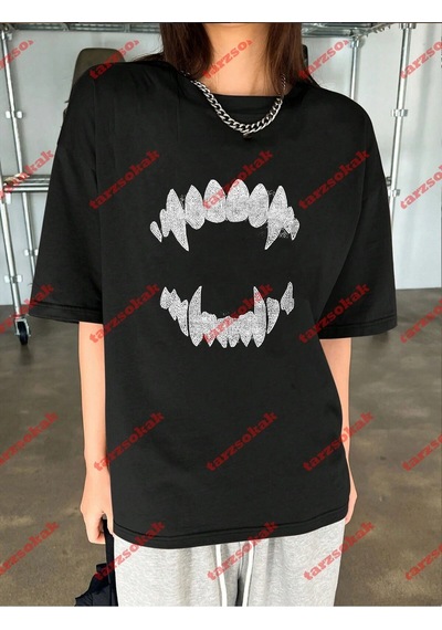 Startmore Unisex Teeth Tshirt Beyaz Siyah
