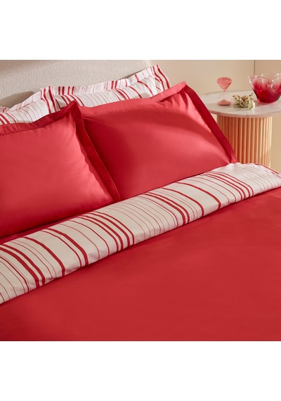 Karaca Home Cool Stripe Çift Kişilik Nevresim Takımı Kırmızı Kırmızı
