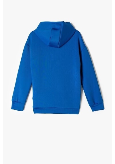 Koton Erkek Çocuk Kapşonlu Sweatshirt Kanguru Cepli Uzun Kollu Saks Mavi