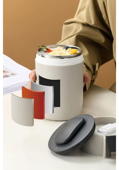 304 Çelik Gri 580 Ml Yemek Mama Taşıma Saklama Kabı Sıcak Tutmaz Cin561gr Genel