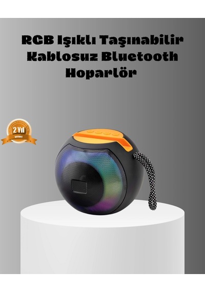 Mey İthalat Taşınabilir Bluetooth Hoparlör Rgb Işıklı, Güçlü Bas Ve 8 Saat Pil Ömrü