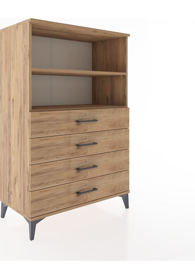 Hyperion Dolap 2 Raflı 4 Çekmeceli 88x44x134 Çam-çam Çam