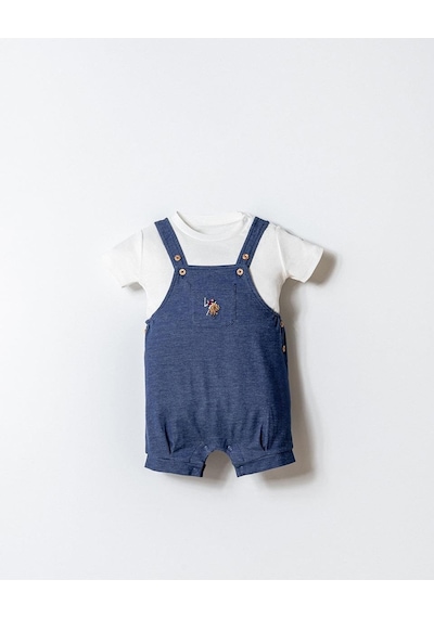 U.S. Polo Assn. U.s. Polo Assn Erkek Bebek 2 Li Salopet Takım Mavi-2261 Mavi