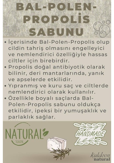 Bal Polen Propolis Sabunu El Yapımı Doğal 120 G