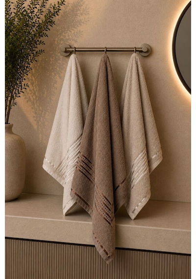 Alia Soft 50x90 Cm 10'lu El Ve Yüz Havlu Set Kahverengi
