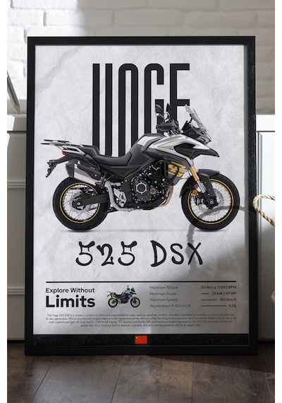 Voge 525 Dsx Siyah Ahşap Çerçeveli Poster, Motosiklet Duvar Tablosu