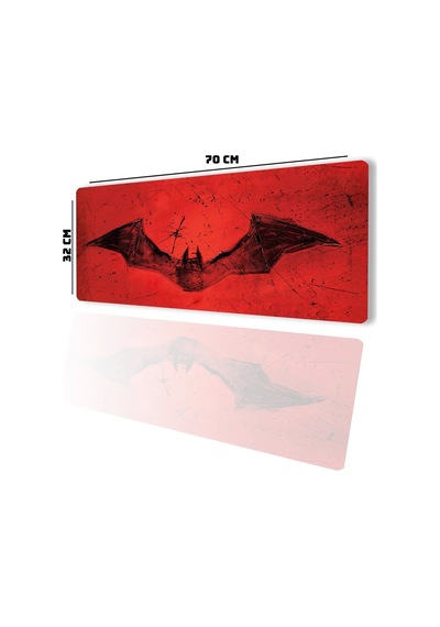 Sonictouch Yarasa Desenli Kırmızı Gamer Oyuncu Dikişsiz Sıvı Geçirmez Klavye Mouse Pad 32x70cm Mousepad