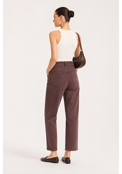 Lili Woman Kadın Kahverengi Bol Paça Denim Pantolon Ty.msm01k
