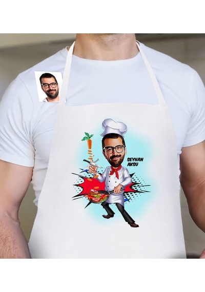 Kişiye Özel Chef Karikatür Mutfak Önlüğü - 1 Kişiye Özel Chef Karikatür Mutfak Önlüğü - 1