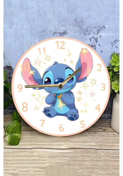 Sevimli Mavi Karakter Temalı Çocuk Odası Mdf Duvar Saati 33 Cm Sdw308 Renkli