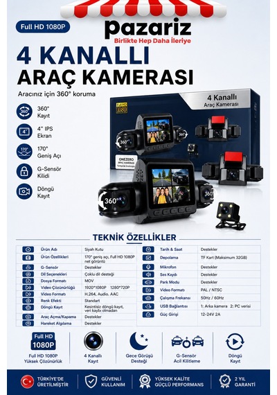 4 Kameralı Araç Kamera Sistemi 1080p Full Hd Dash Cam Ön Arka İç Kayıt 360 Güvenlik Gece Görüşü G-sensör Park Modu Ve Döngüsel Kayıt Dvr Kamera Otomobil Ve Ticari Araçlar İçin 12-24 Uyumlu 4 Kameralı Araç Kamera Sistemi 1080p Full Hd Dash Cam Ön Arka İç Kayıt 360 Güvenlik Gece Görüşü G-sensör Park Modu Ve Döngüsel Kayıt Dvr Kamera Otomobil Ve Ticari Araçlar İçin 12-24 Uyumlu
