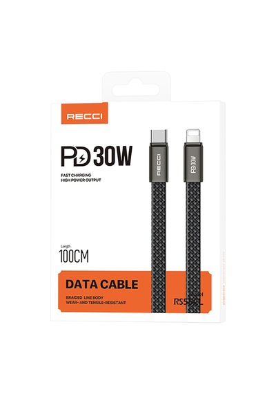Recci Rs55cl Type-c To Lightning Pd Hızlı Şarj Özellikli Data Ve Şarj Kablosu 30w 1m Siyah