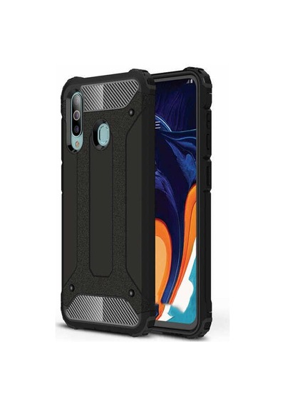 Ekılıf - Samsung Galaxy A20s Uyumlu Kılıf Çift Katman Zırh Tank Crash Military Kapak - Siyah