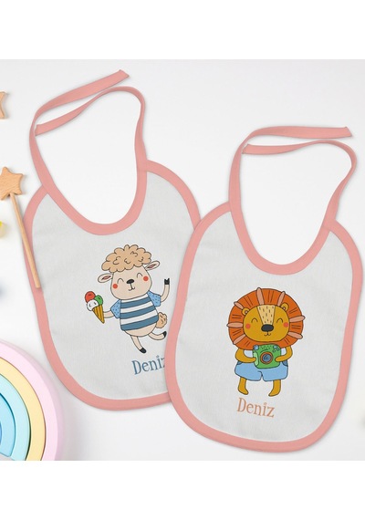 BK Kids Kişiye Özel İsimli 2’li Pembe Mama Önlüğü-9 Pembe