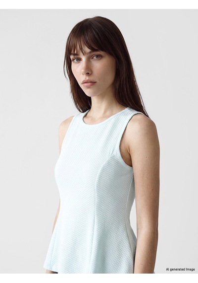 Lcw Vision Turkuaz Bisiklet Yaka Peplum Bluz