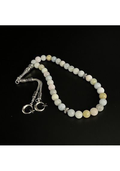 Yıldız Doğal Taş Helkum Helidor-akuamarin-morganit 8mm 33lük Doğal Taş Tesbih