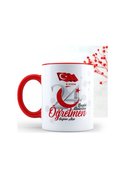 Kişiye Özel Bugün Günlerden Öğretmen Kırmızı Kupa Bardak - 2