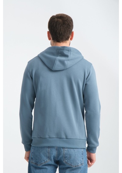 Shooter Sportwear Shooter Erkek Üç İplik Şardonsuz Fermuarlı Kapüşonlu Sweatshirt Orman Yeşili