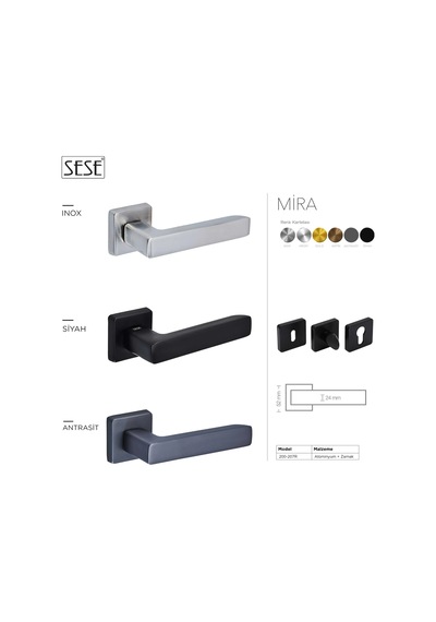 Sese Mira Modeli Rozetli Wc Kapı Kolu Inox 200-207r-02-53