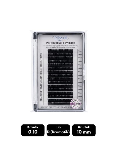 Misyul 0.10d Dramatik Kıvrım 10 Mm Soft Eyelash Doğal İpek Kirpik 16'lı