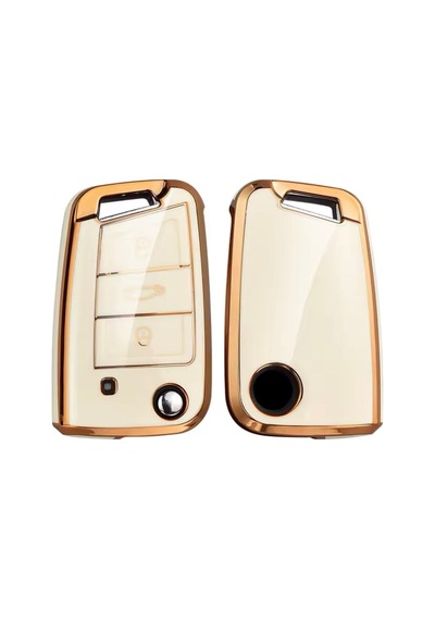Seat Arona Beyaz-gold Anahtar Kılıfı