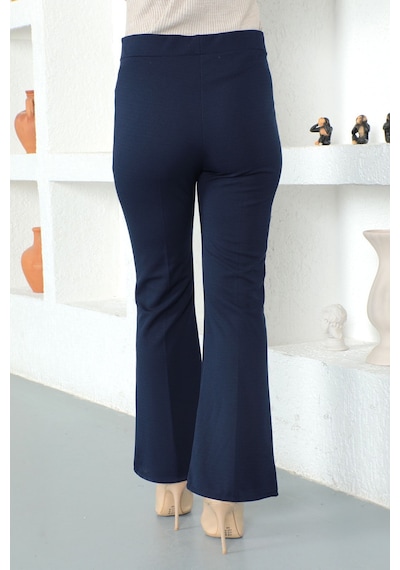 Unika Boutique Kadın Siyah Likralı Ispanyol Paça Pantolon Lacivert