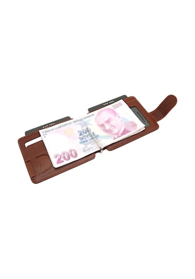 Westpolo Hakiki Eskitme Deri Kuşaklı Kağıt Para Klipsli Unisex Kartlık - G2 Taba-taba G2 Taba-naturel Taba