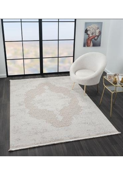 Çam Halı Mona Vs013a Krem Bej Klasik Eskitme Desen Salon Halısı