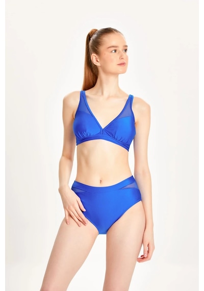 Too Salty Swimwear Kadın Tül Detaylı Toparlayıcı Yüksek Bel Bikini Takımı 24s100st Saks