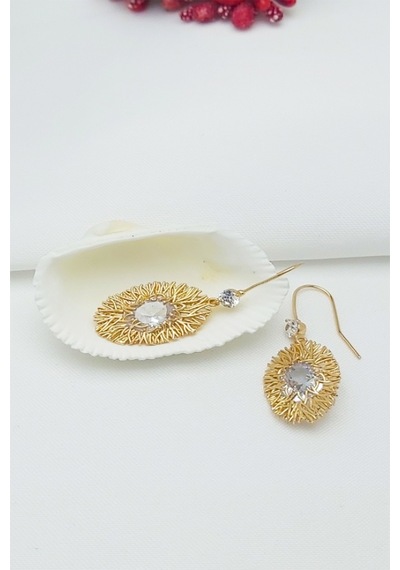 Rose Altın Kaplama Vip Seri Xuping Zirkon Taşlı Oval Küpe 2,5 CM Rose Gold