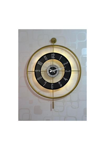 Pey Aksesuar Metal Camlı Duvar Saati 60x80 Cm Büyük Boy Işıklı Gerçek Cam Gold-şeffaf-siyah-gümüş M61-gold-şeffaf-siyah-gümüş