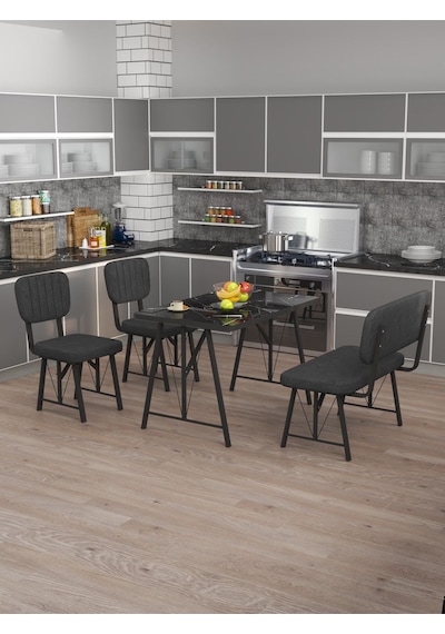 Hayat 70x110 Bendir Mutfak Masası, Mutfak Masası Takımı, Yemek Masası, 2 Sandalye 1 Bench - Antrasit Antrasit Hayat 70x110 Bendir Mutfak Masası, Mutfak Masası Takımı, Yemek Masası, 2 Sandalye 1 Bench - Antrasit Antrasit
