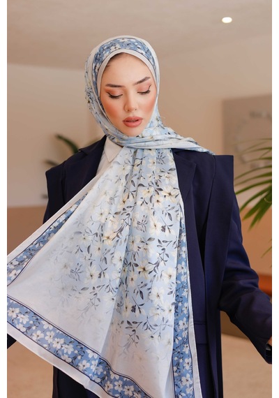 Mimiyum Lemon Flower Nayf İpek Şal - Krem
