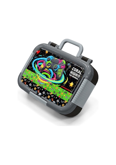 Coral High Kids Siyah Gamer Desenli Paslanmaz Çelik Beslenme Kabı 39158 Siyah