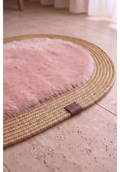 Banyo Paspası Takımı 60x100+40x60 Cm Düz Pembe & Camel