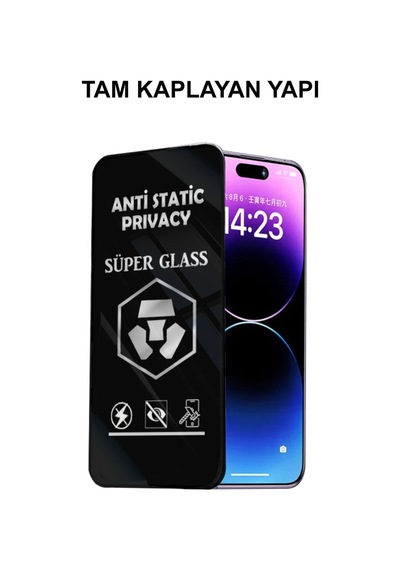 Apple iPhone Uyumlu 14 Plus Tam Kaplayan Anti Statik Hayalet Süper Cam Ekran Koruyucu