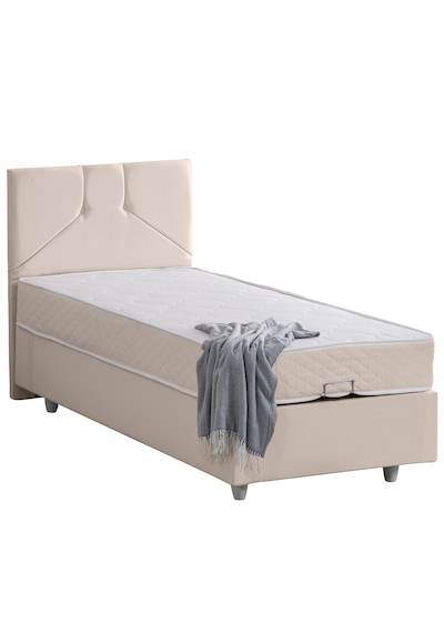 Wick Tek Kişilik Baza Başlık Letto Yatak Seti - Krem 90 x 200