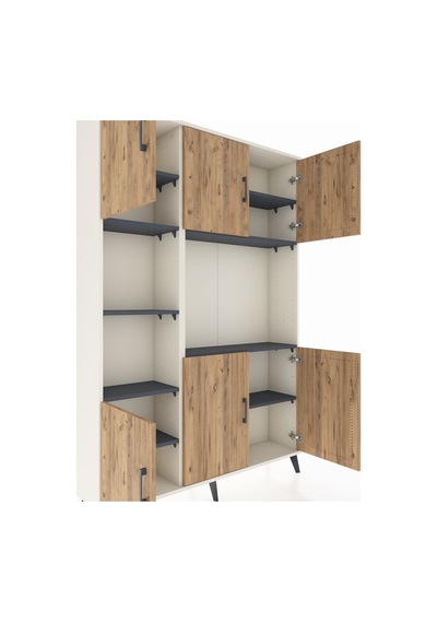 Arges Dolap 9 Raflı 6 Kapaklı 132x30x195 Aytaşı-çam/antrasit Aytaşı