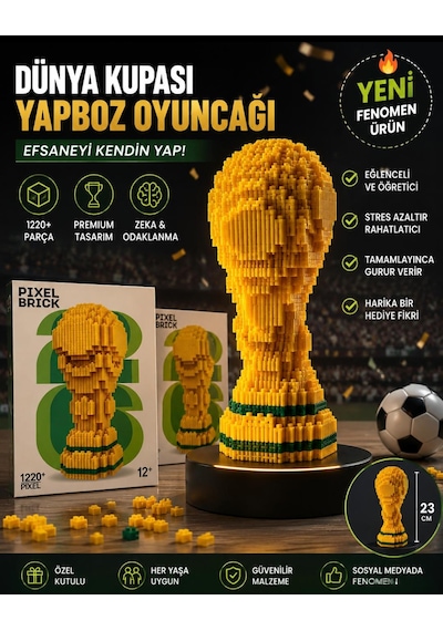 Yapboz Dünya Kupası Puzzle Premium Pixel Brick Koleksiyonluk 1220 Parça Efsane Oyun Set Oyuncak 1