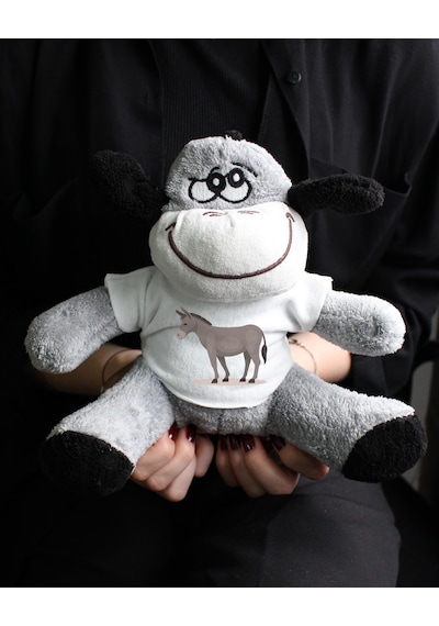 Eşek Baskılı Tişörtlü Peluş Eşek 22cm - Özür Hediyesi Oyuncak Peluş