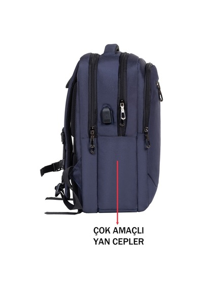 Dada 11 Günlük Okul Sırt Çantası 14 İnç Orta Boy Usb Type-c Su Geçirmez Oxford Kumaş Lacivert
